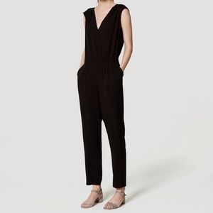 LOFT Tie Back Black Jumpsuit | Size XL
